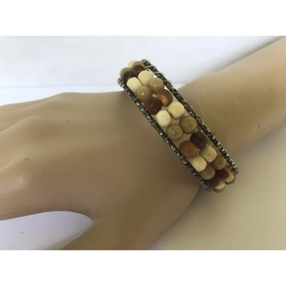 Bracelet smaller wrist bangle bracelet brown beige‎ beads beach look